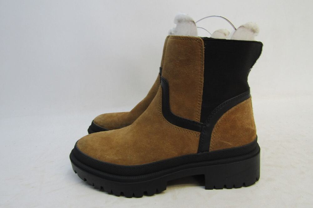 Lucky Brand Womens Size 6.5 M Brown Black Suede Chelsea Ankle Boots Bootie